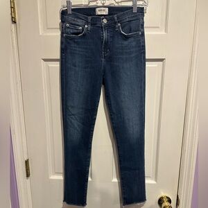 AGOLDE Sophie High Rise Skinny Jeans – Dark Wash – Raw Hem